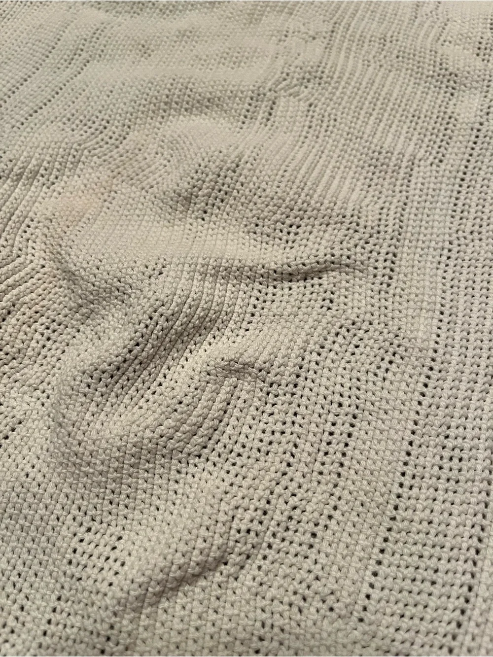 Cream Fringed table scarf or dresser scarf.